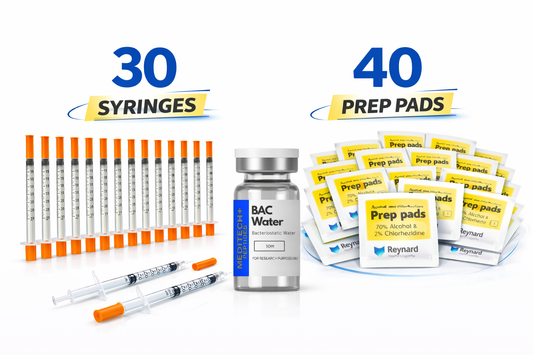 Peptide Pro Research Bundle | 30 Syringes + 40 Prep Pads + 10ml BAC Water