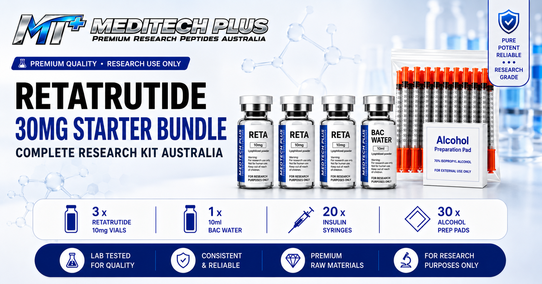 Retatrutide 30mg Starter Bundle Complete Research Kit Australia
